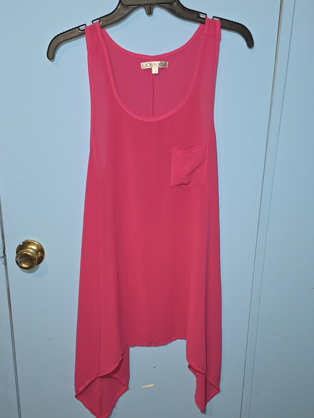 Joy Joy Hot Pink Handkerchief-Hem Tank